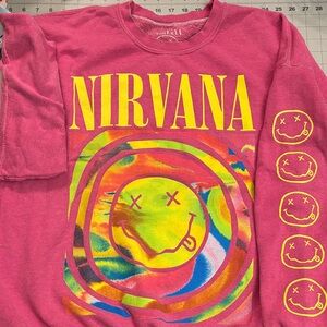 NIRVANA Kids Magenta and Yellow Graphic Hoodie